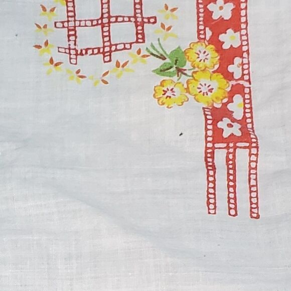 Vintage White, Red, Yellow, & Green Handkerchief - Picture 4 of 4